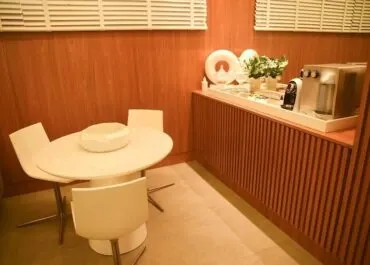 Espaço de café para pacientes, na Clínica Videre