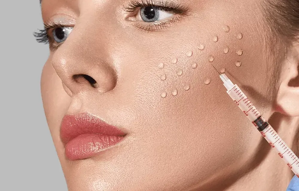 Aplicação de skinbooster na face